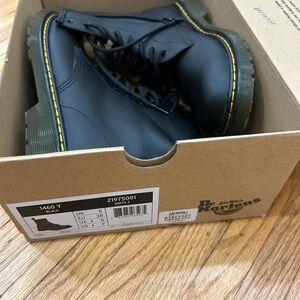 Dr. Martens Black Combat Boots with Yellow Stitching